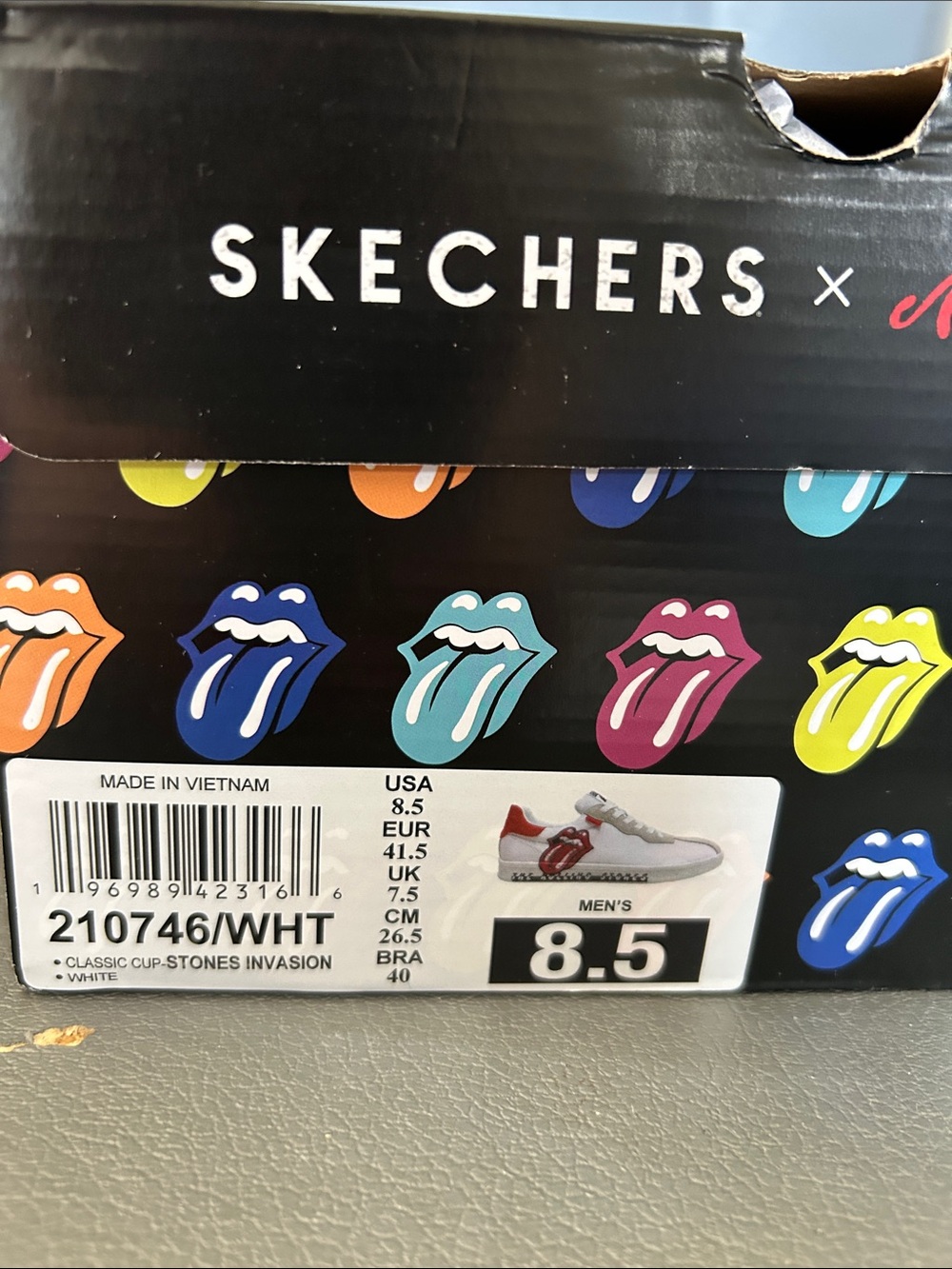 The Rolling Stones Skechers White Sneakers with Red Tongue Graphic - Picture 8 of 8
